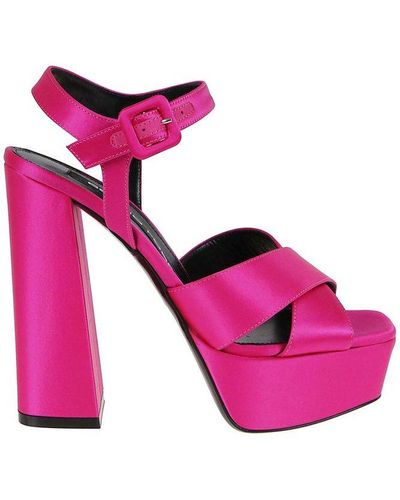 Sergio Rossi Cross-over Platform Sandals - Pink
