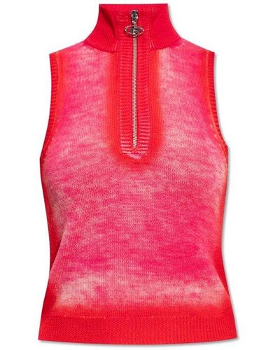 DIESEL M-ionio Faded-effect Knitted Vest - Red