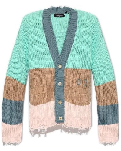DSquared² Buttoned V-neck Long-sleeved Cardigan - Green