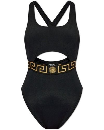 Versace Greca Border Cut-out One-piece Swimsuit - Black