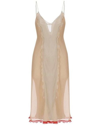 Fendi Ruffled Buckle-detailed Mini Dress - White