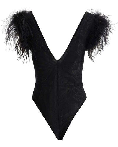 Pinko Plunging V-neck Sleeveless Bodysuit - Black