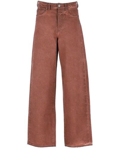 Uma Wang Logo Patch Wide-leg Faded Trousers - Brown