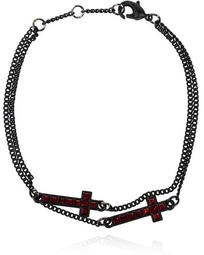 DSquared² Cross Charm Link Bracelet - Black