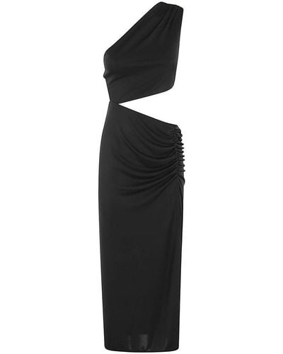 ANDAMANE Riri One-shoulder Cut-out Midi Dress - Black