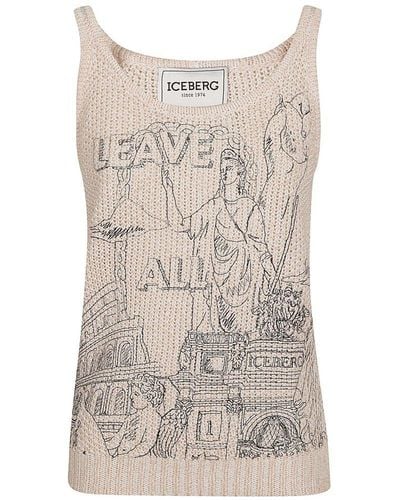 Iceberg Roma Embroidered Knitted Tank Top - Natural