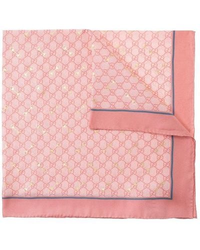 Gucci Shawl With gg Pattern - Pink
