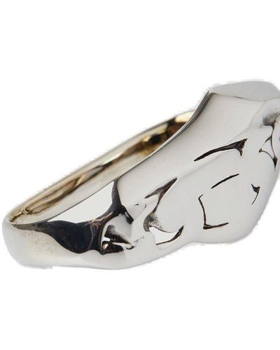 Alexander McQueen Asymmetric Cut-out Detailed Ring - White