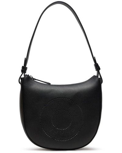 Karl Lagerfeld K/circle Perforated Moon Shoulder Bag - Black