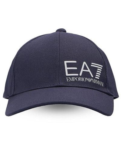 EA7 Logo-printed Curved Peak Baseball Cap - Blue