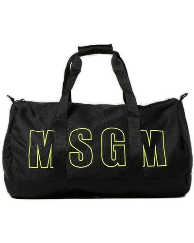 MSGM Logo Printed Zipped Duffle Bag - Black