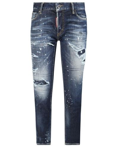 DSquared² Cropped Jennifer Jeans With Distressed Effect - Blue