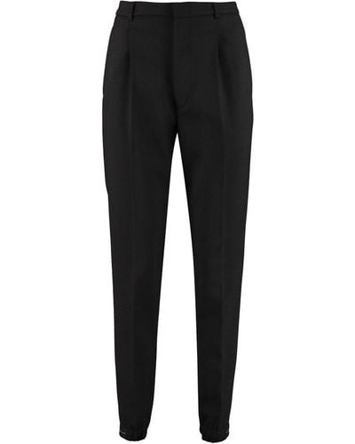 Prada Logo Intarsia Tailored Trousers - Black