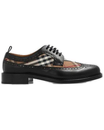 Burberry Vintage Check Panelled Lace-up Derby Shoes - Black