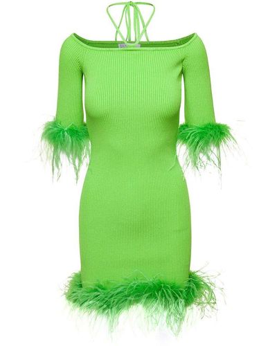 GIUSEPPE DI MORABITO Fur-embellished Boatneck Dress - Green