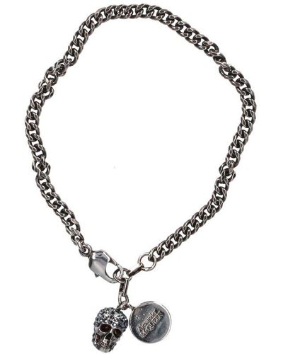 Alexander McQueen Logo Engraved Skull Chain Bracelet - Metallic
