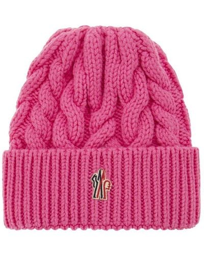 3 MONCLER GRENOBLE Braided Wool Beanie - Pink
