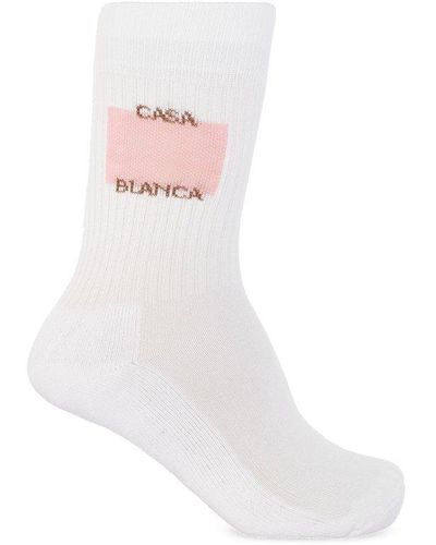 CASABLANCA Logo Casa Embroidered Socks - White