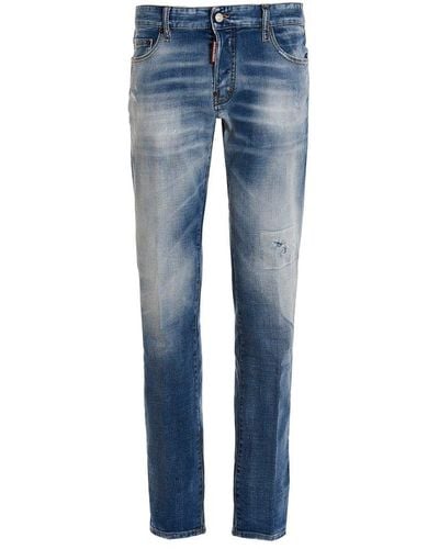DSquared² Logo Embroidered Straight Leg Jeans - Blue