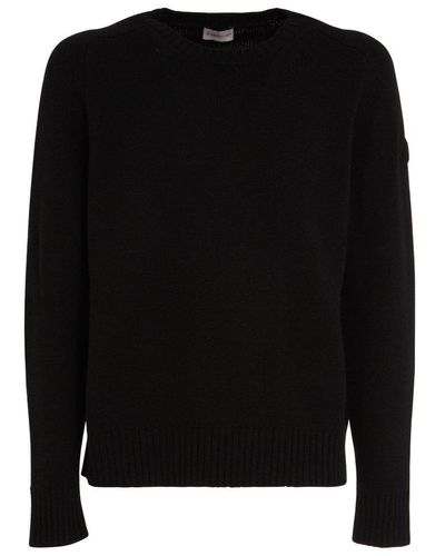 Moncler Ribbed Knit Crewneck Sweater - Black