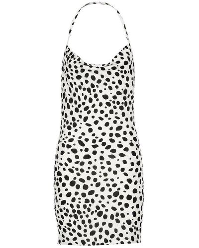 Moschino Jeans Leopard-printed Halterneck Mini Dress - White