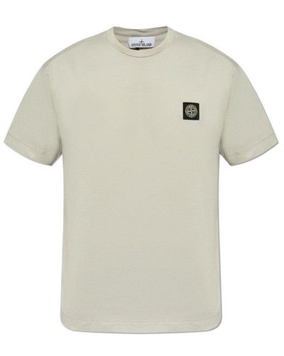 Stone Island T-shirt With Logo Patch, - White