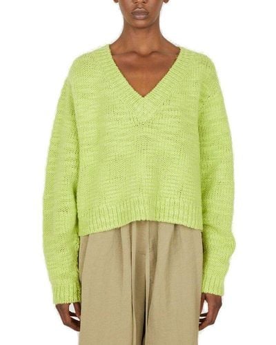 Rejina Pyo Elliot V-neck Knitted Sweater - Green