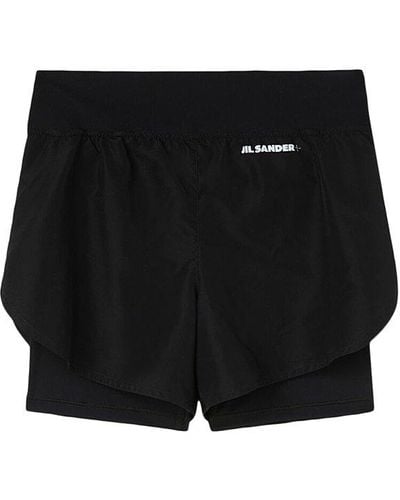 Jil Sander Logo Printed Shorts - Black