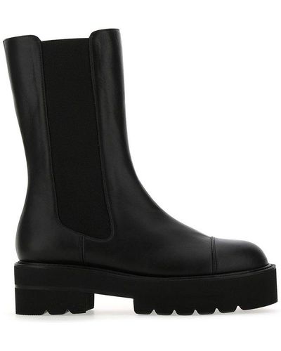 Stuart Weitzman Chunky Sole Leather Boots - Black