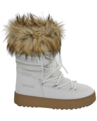 Moon Boot Ltrack Monaco Faux Fur-trimmed Shell And Faux Leather Snow Boots - White