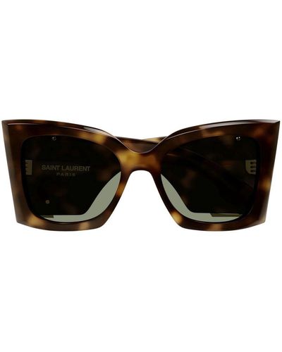 Saint Laurent Sl M119 Logo Plaque Cat-eye Frame Sunglasses - Black
