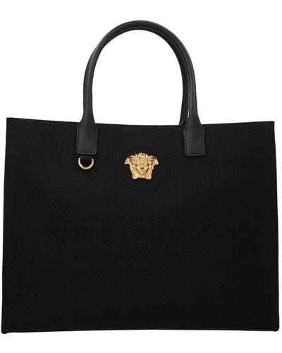 Versace La Medusa Canvas & Leather Tote - Black