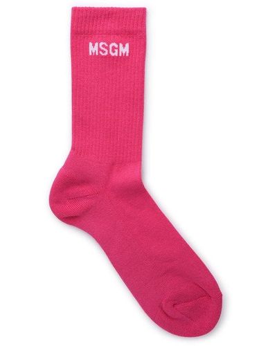 MSGM Fuchsia Cotton Socks - Pink