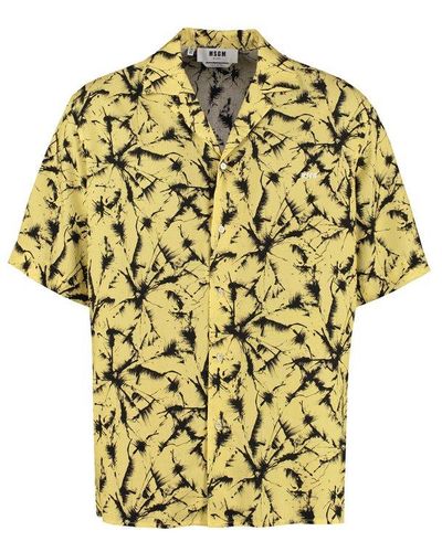 MSGM Short Sleeve Print Shirt - Yellow