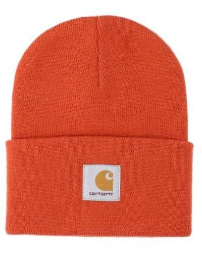 Carhartt Logo Patch Knitted Beanie - Red