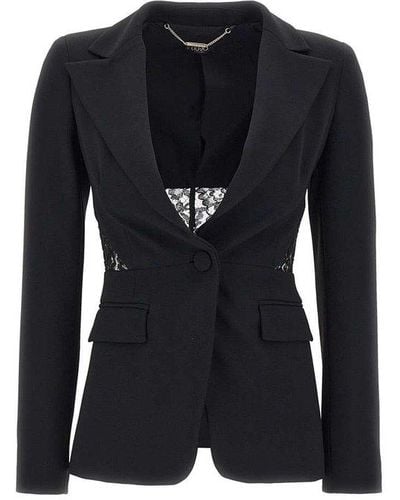 Liu Jo Lace-panelled Single-breasted Tailored Blazer - Black