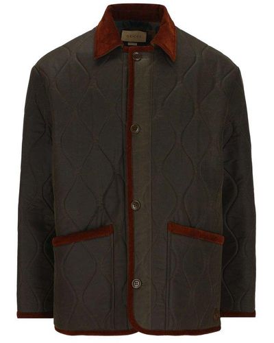 Gucci Quilted Buttoned Jacket - Black