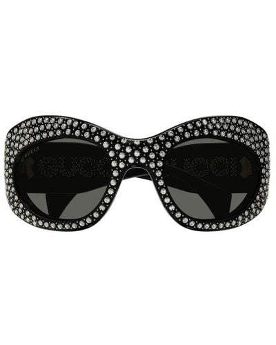 Gucci Oval Frame Sunglasses - Black