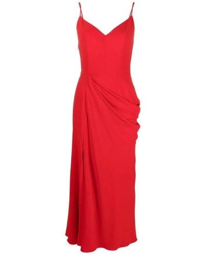 Alexander McQueen Side Slit Midi Dress - Red