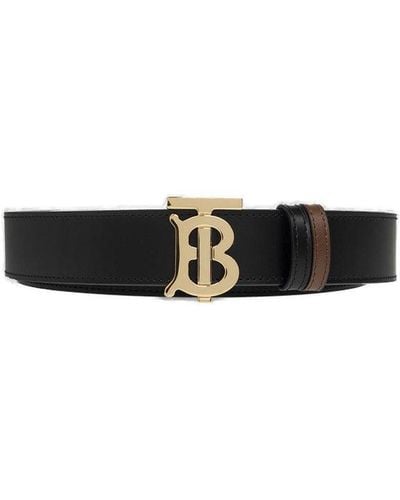 Burberry Logo Plaque Reversible Buckle Belt - Black