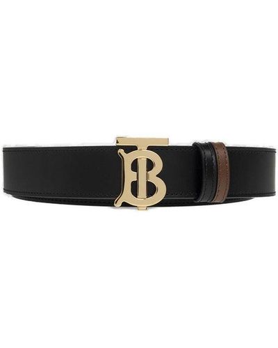 Burberry Logo Plaque Reversible Buckled Belt - Black