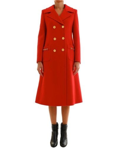 Gucci Double-breasted Horsebit Coat - Red