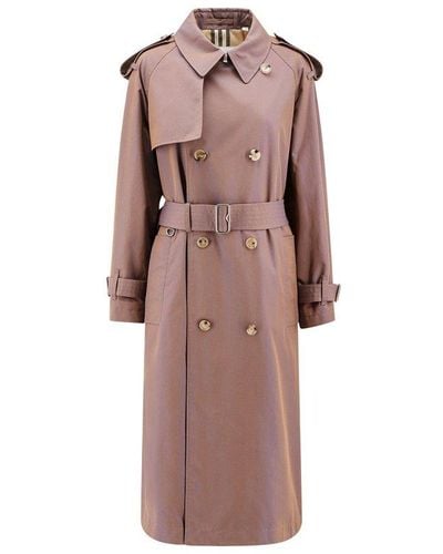 Burberry Double-breasted Belted Trench Coat - Pink