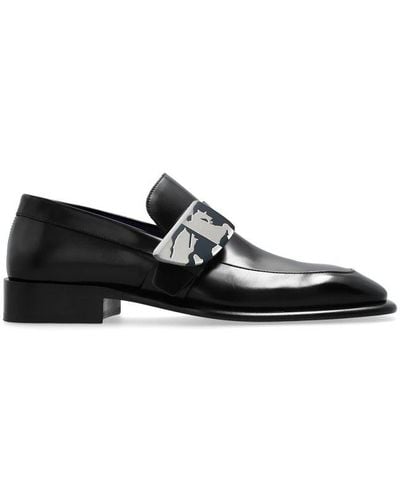 Burberry Shield Equestrian Knight Slip-on Loafers - Black