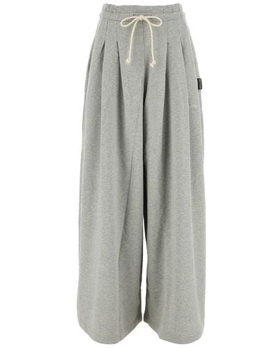 Palm Angels Logo Embroidered Wide-leg Track Trousers - Grey