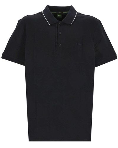BOSS by HUGO BOSS Short Sleeve Cotton Shirt in Blue for Men