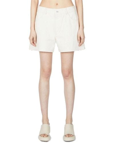 Jil Sander Button Detailed High Waist Shorts - White