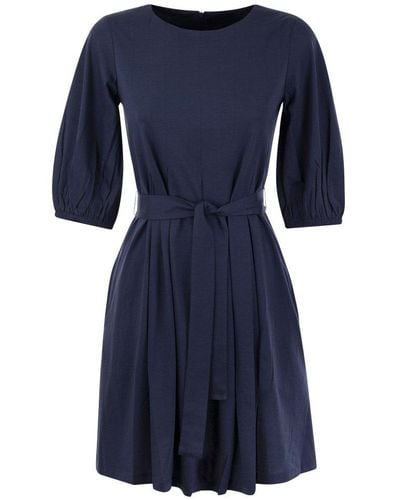 Weekend by Maxmara Jumbo Tie-waisted Mini Dress - Blue