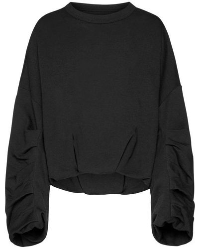 Dries Van Noten Puff-sleeve Gathered-detail Sweater - Black
