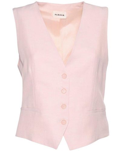 P.A.R.O.S.H. V-neck Tailored Button-up Gilet - Pink